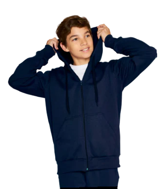 CAMPERA FRISA CON CAPUCHA AZUL