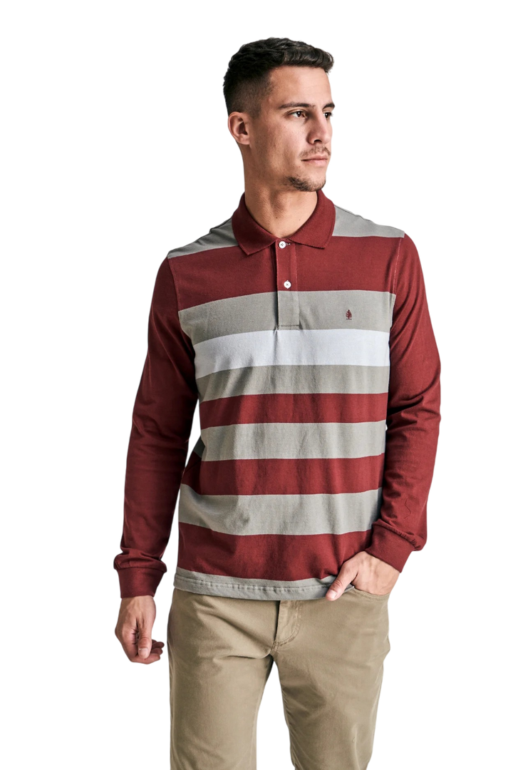 Polo mangas largas rayadas jersey fantasía bordo gris verdoso gris