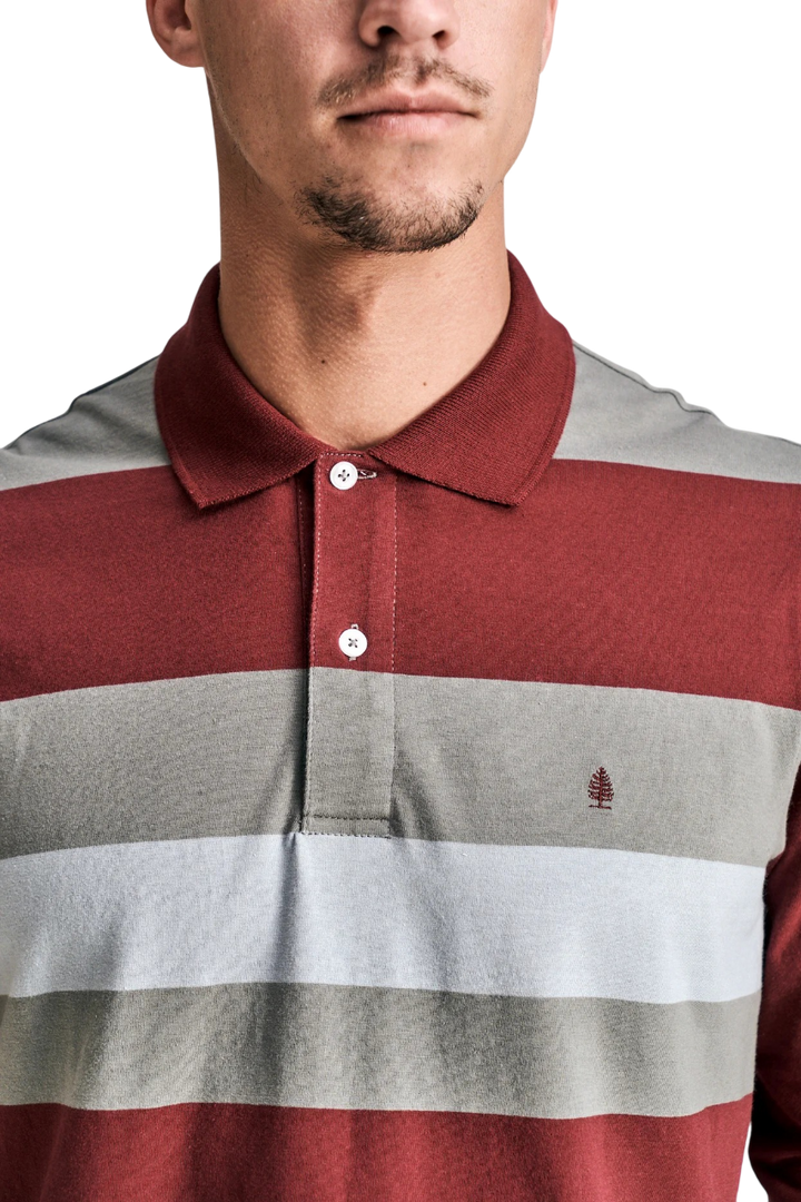 Polo mangas largas rayadas jersey fantasía bordo gris verdoso gris