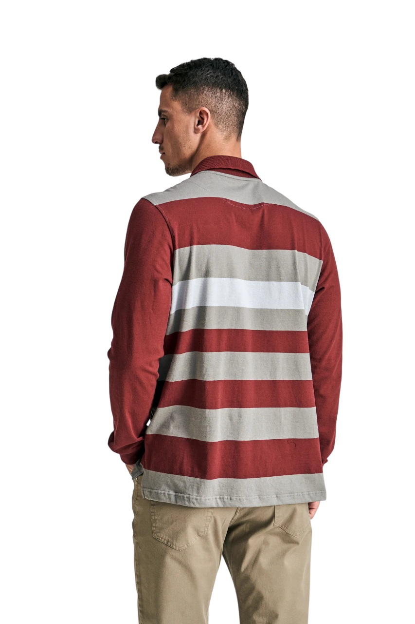 Polo mangas largas rayadas jersey fantasía bordo gris verdoso gris