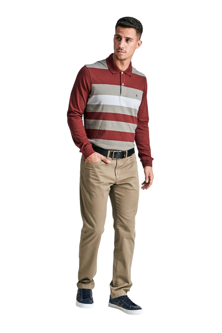 Polo mangas largas rayadas jersey fantasía bordo gris verdoso gris