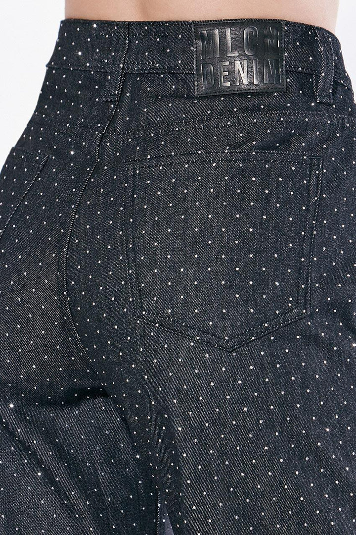 Jean Mom Black Strass
