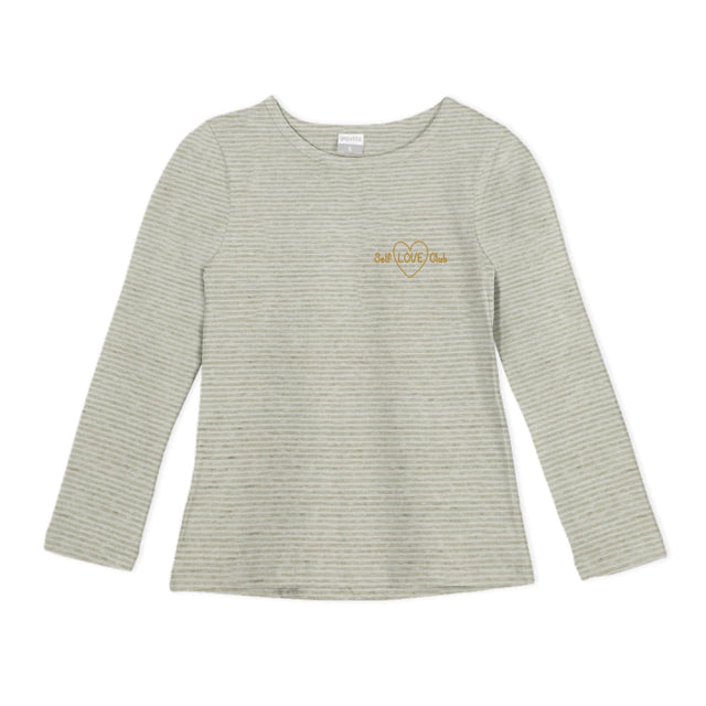 REMERA JR LILA RAYADA ML ESTAMPA SELF LOVE CLUB