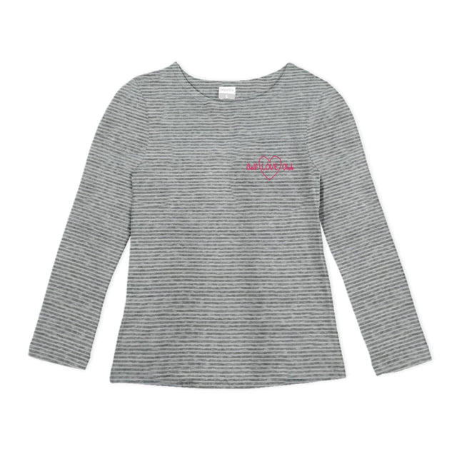 REMERA JR LILA RAYADA ML ESTAMPA SELF LOVE CLUB