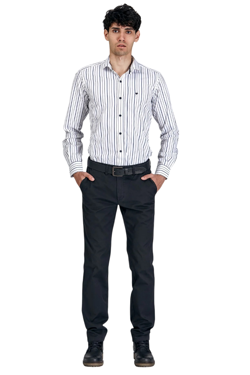 Pantalon regular basico sin pinzas gabardina