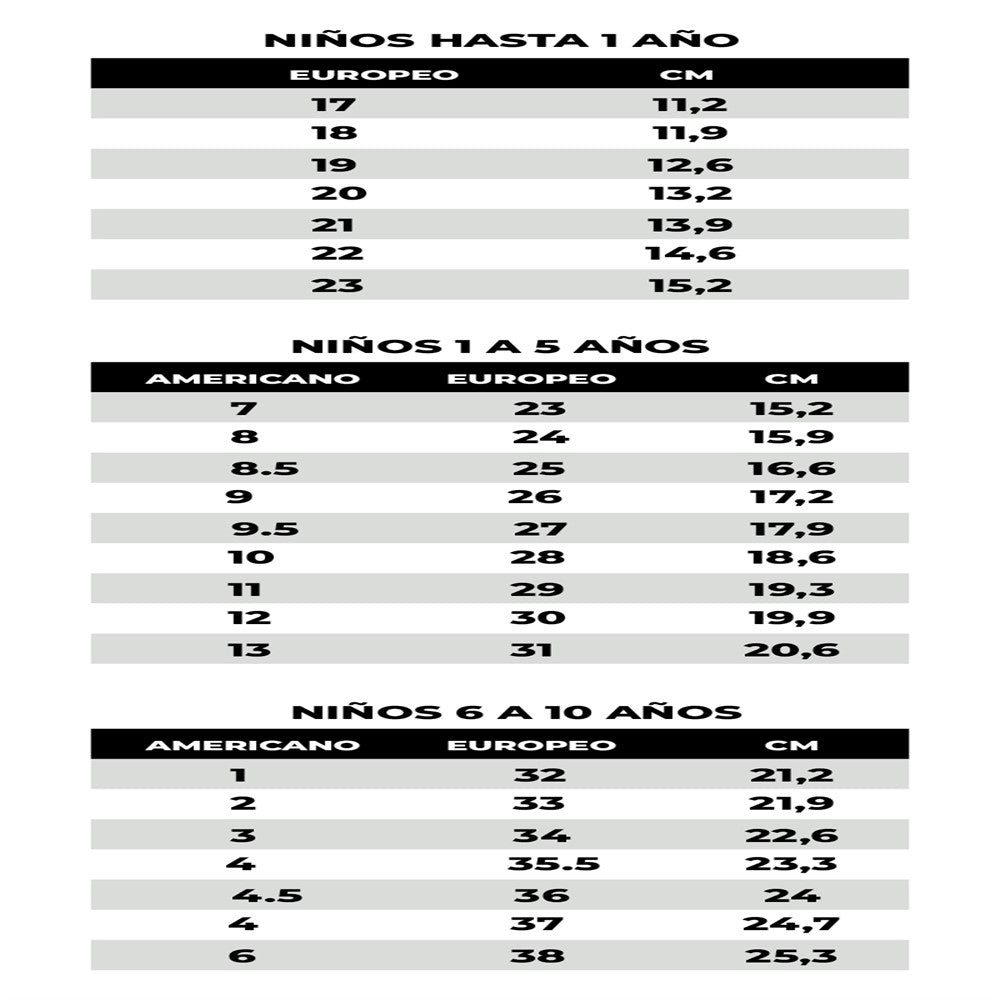 Tabla Guia De Talles Vans GuÃa De Tallas Vans CentÃmetros Tallas