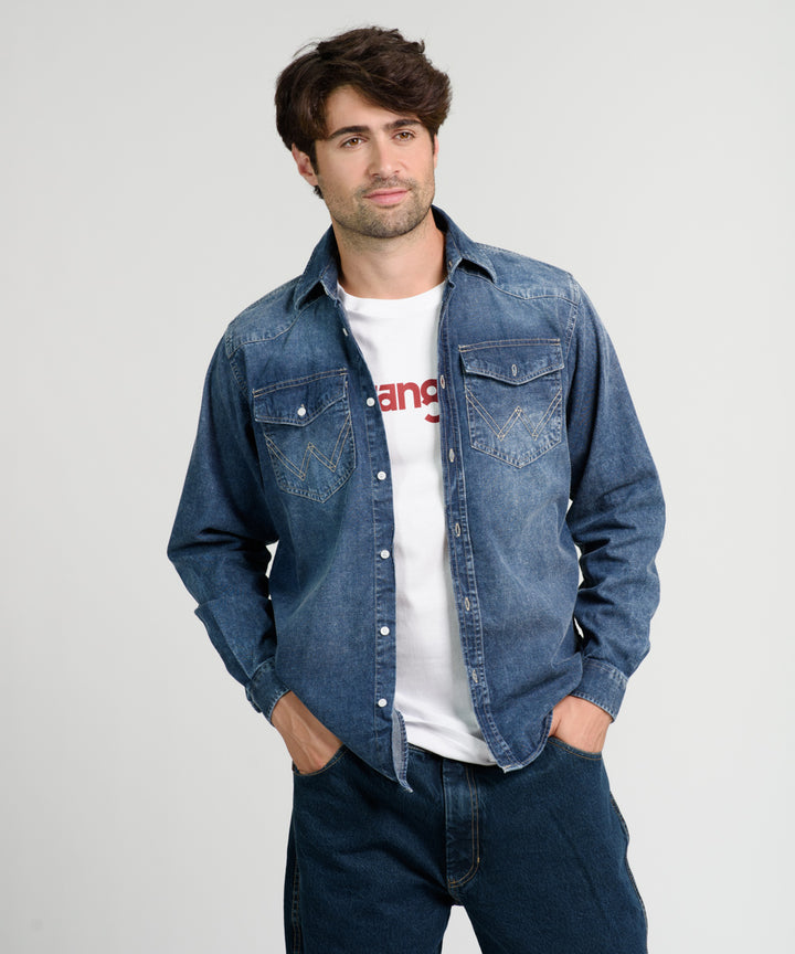 CAMISA WESTERN LS THREAD BLUE