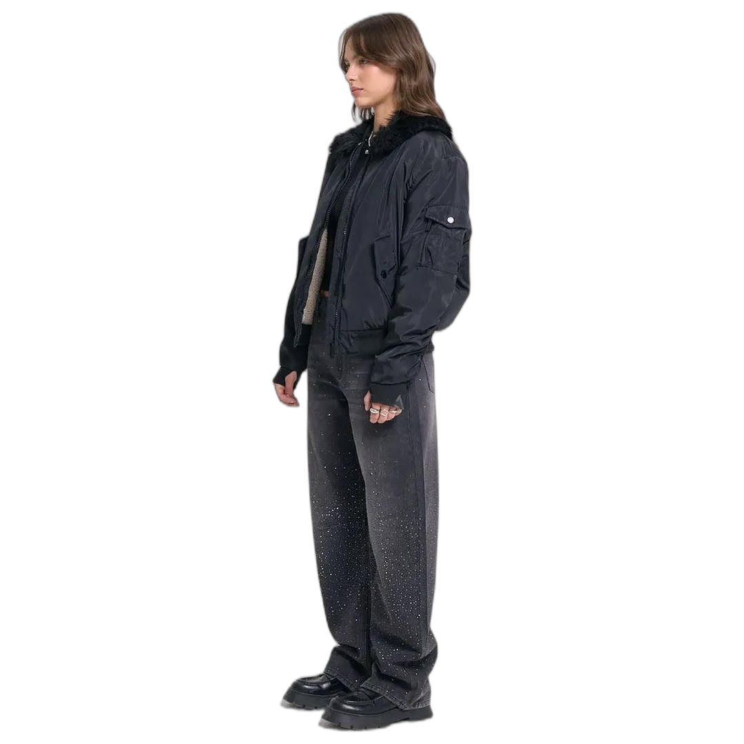 Jean 47 Street Baggy Shine Black Mujer