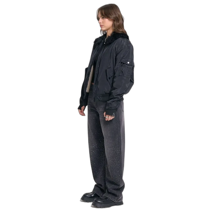 Jean 47 Street Baggy Shine Black Mujer