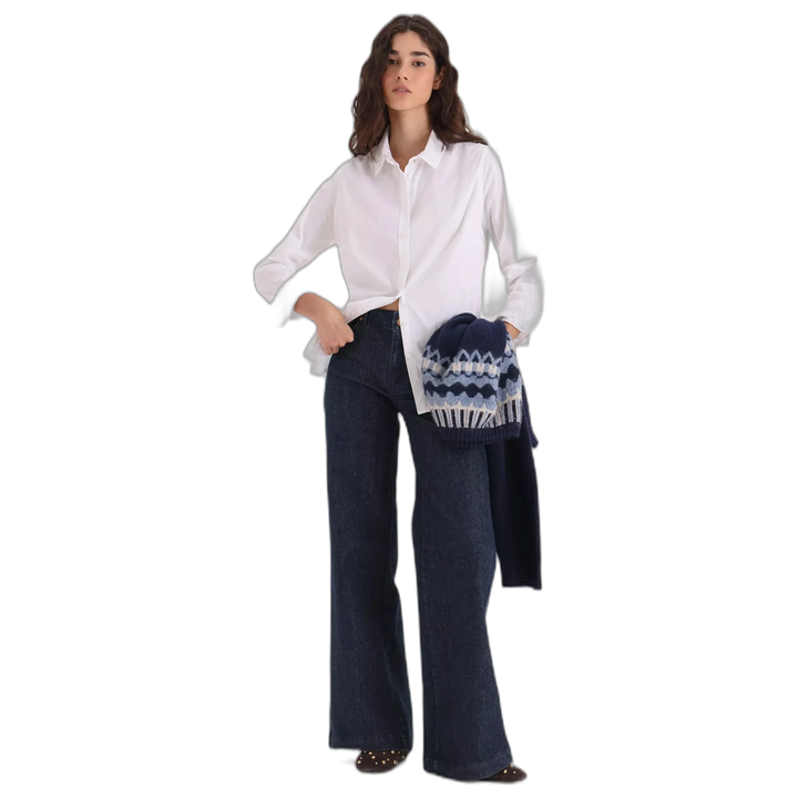 Jean Yagmour Y005 Wide Leg Tiro Alto Blue Mujer