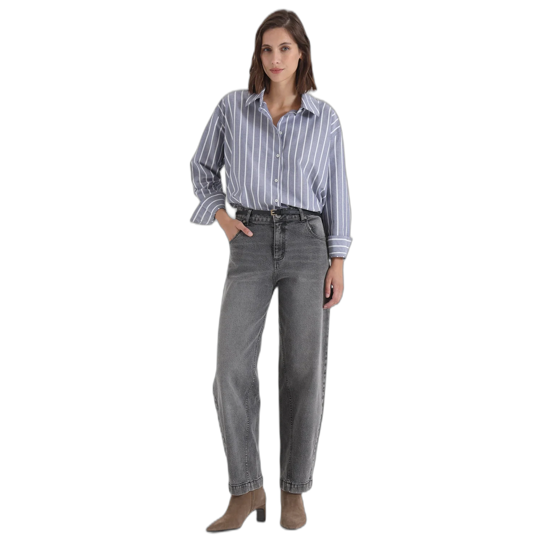 Jean Baggy Y011 Tiro Medio Gris Profundo Yagmour Mujer