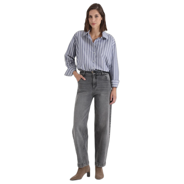 Jean Baggy Y011 Tiro Medio Gris Profundo Yagmour Mujer