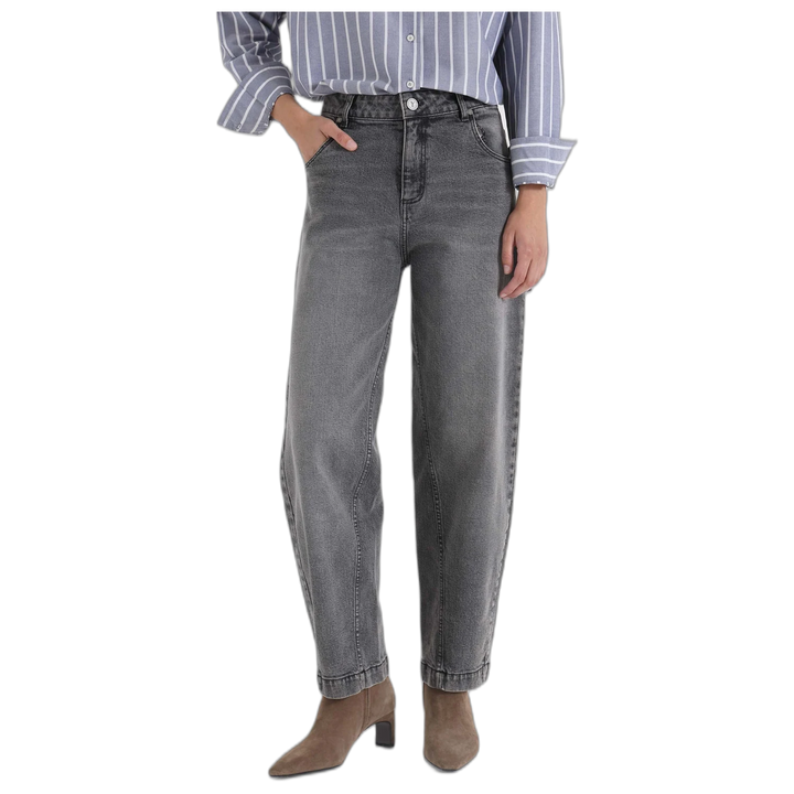 Jean Baggy Y011 Tiro Medio Gris Profundo Yagmour Mujer