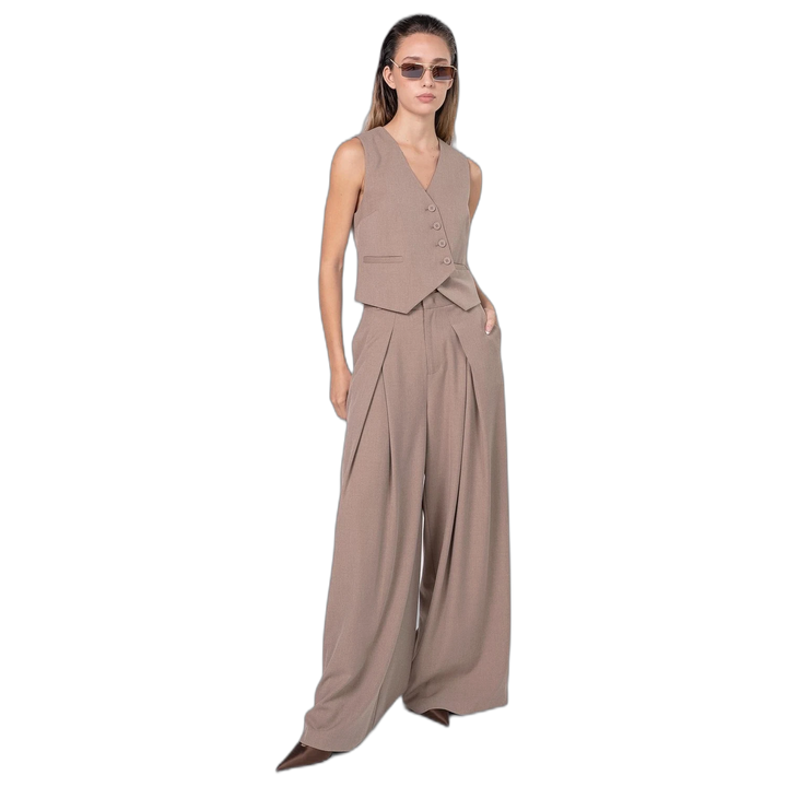 Pantalón Melocoton Angelina Tiro Alto Lino Babucha