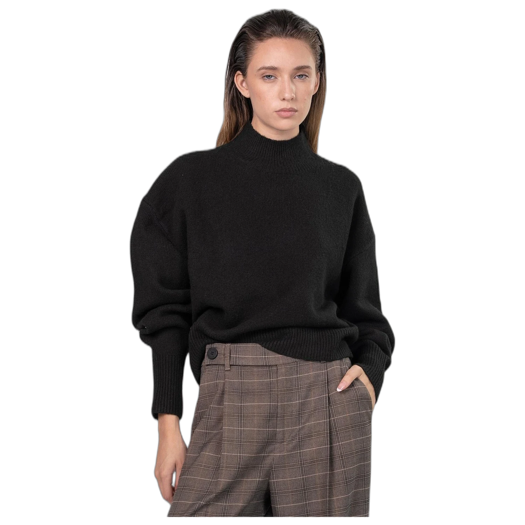 Sweater Melocotón Spongy Mock Mujer Cuello Alto