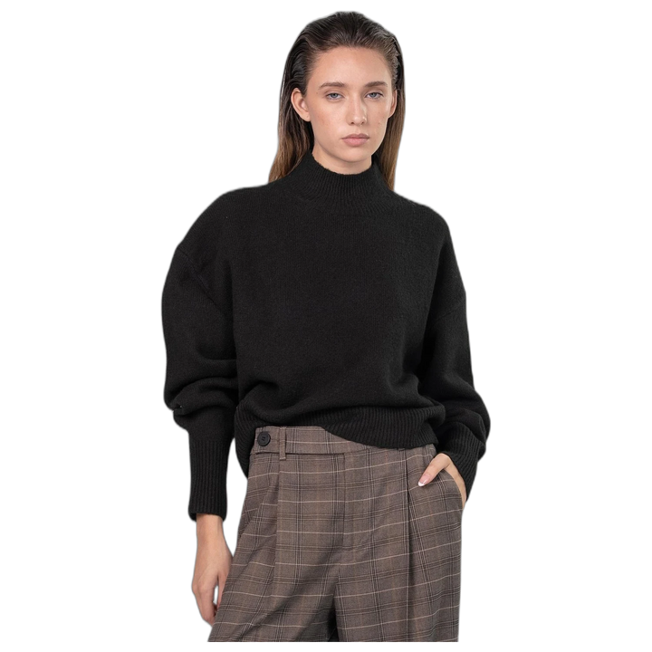 Sweater Melocotón Spongy Mock Mujer Cuello Alto
