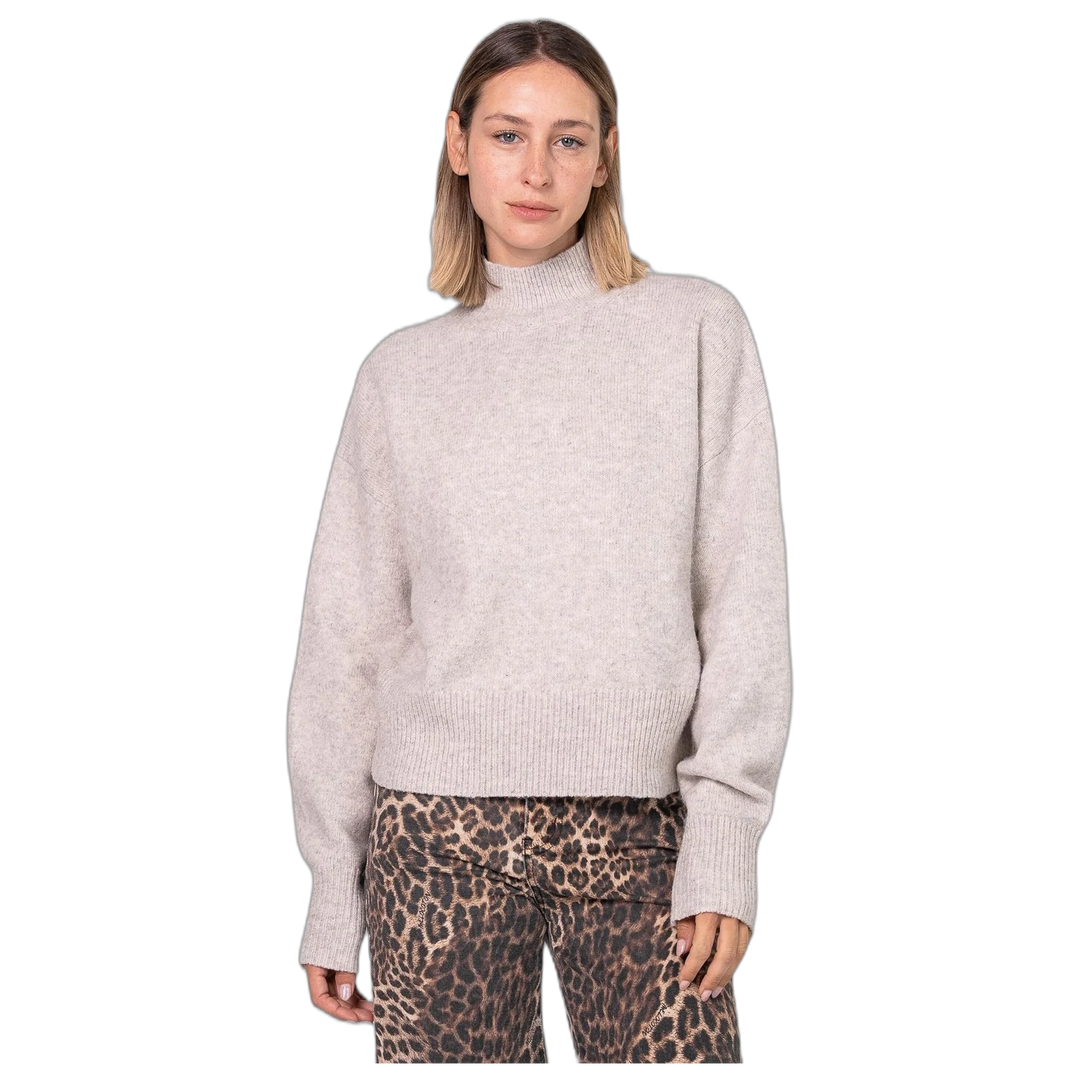 Sweater Melocotón Spongy Mock Mujer Cuello Alto