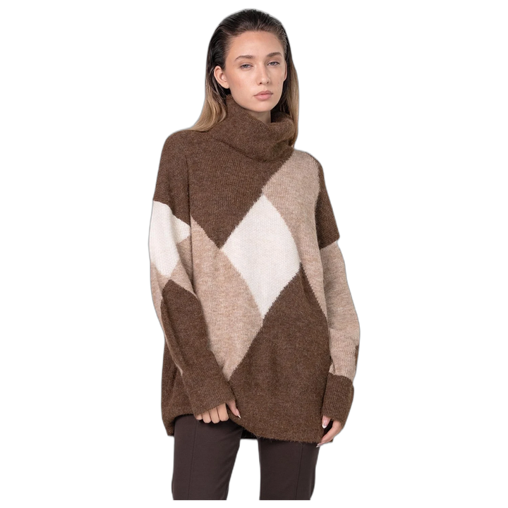 Sweater Melocoton Rombos Tejido Cuello Redondo