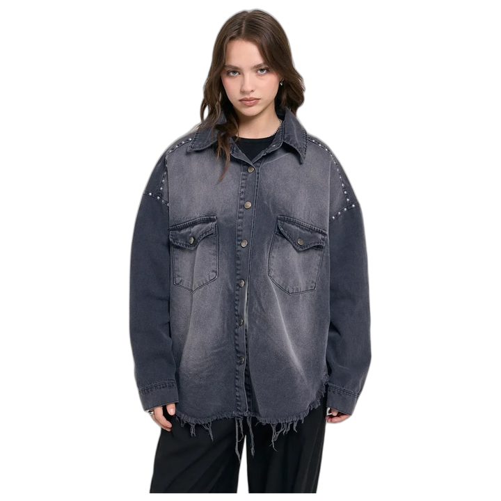 Chaqueta Over Metal Mujer 47 Street Gabardina con Tachas