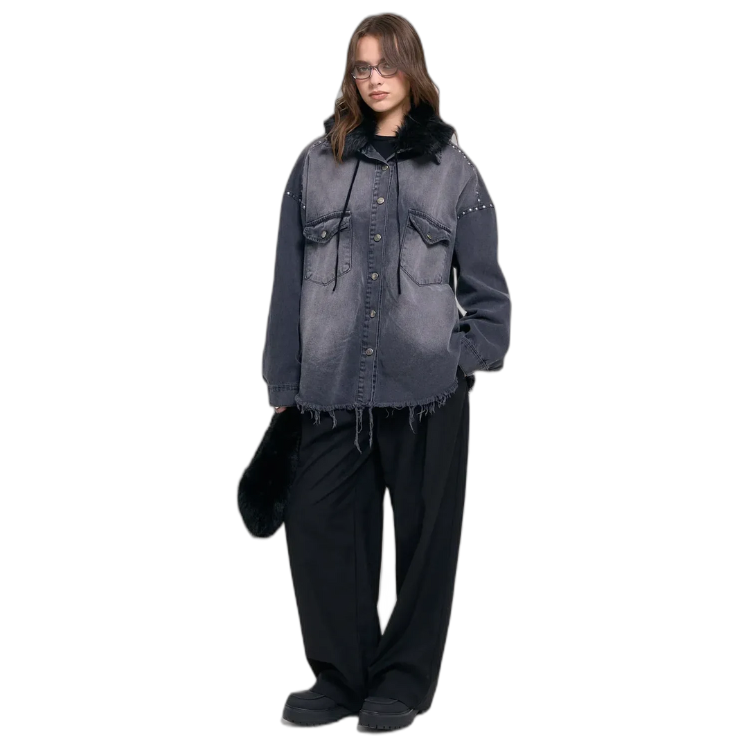 Chaqueta Over Metal Mujer 47 Street Gabardina con Tachas