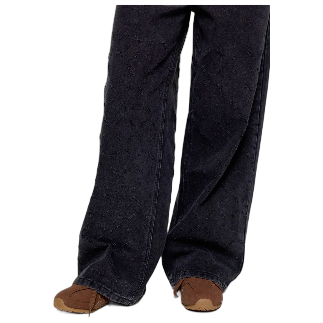 Jean Wide Leg Cross Texture Black 47 Street Mujer