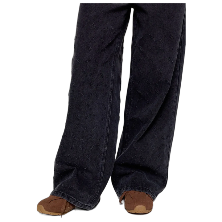 Jean Wide Leg Cross Texture Black 47 Street Mujer