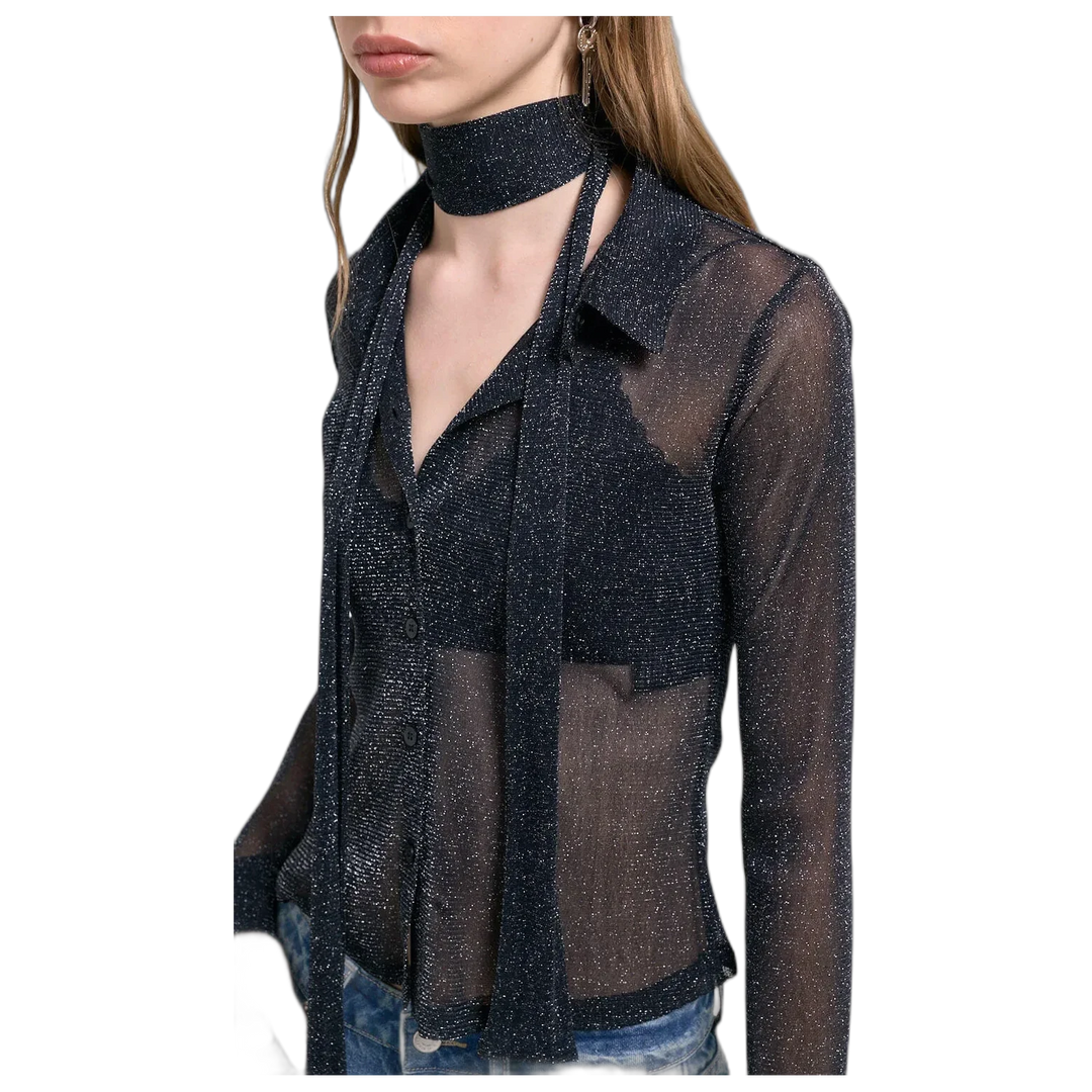 Camisa Spark Neck 47 Street Mujer Microtul con Lurex
