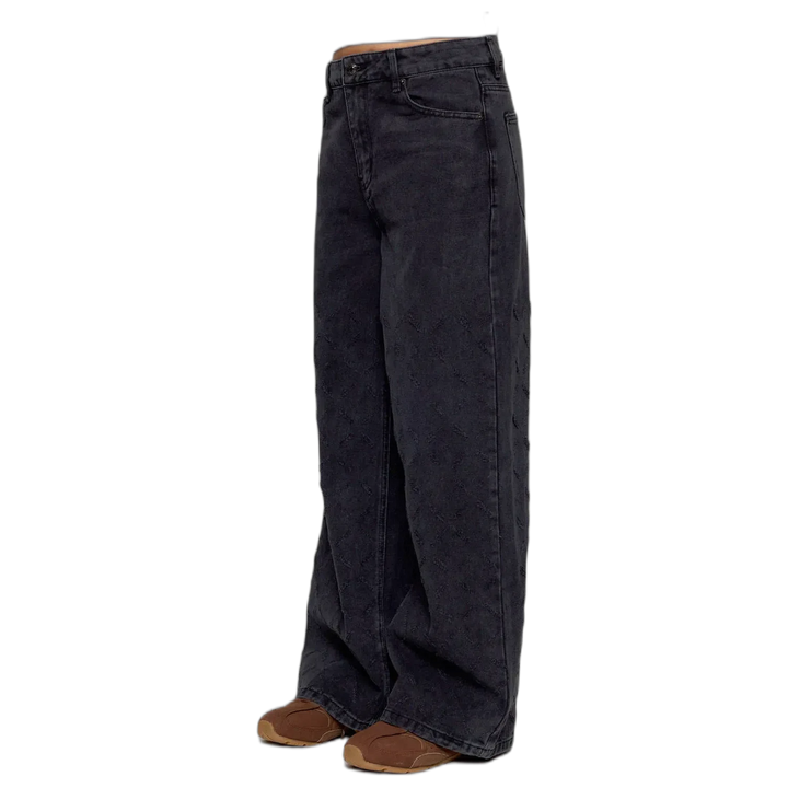 Jean Wide Leg Cross Texture Black 47 Street Mujer