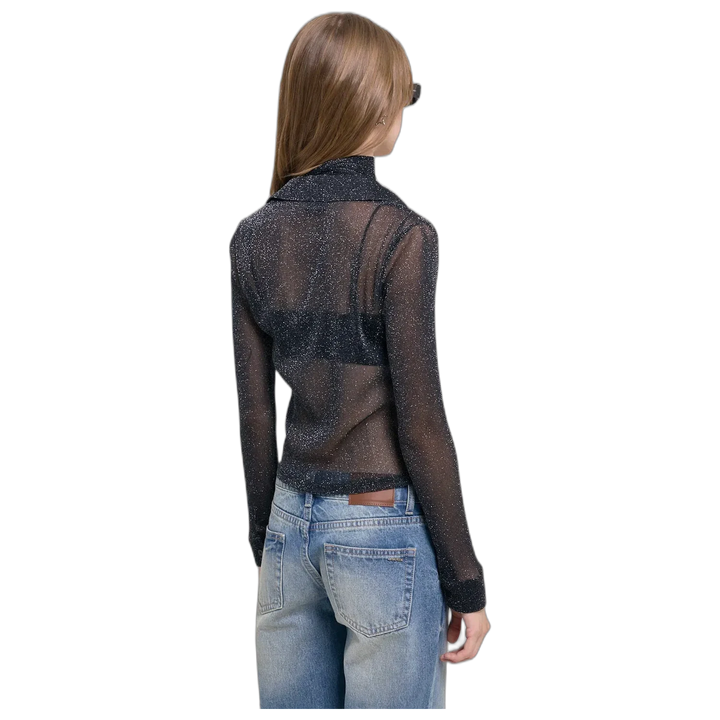 Camisa Spark Neck 47 Street Mujer Microtul con Lurex
