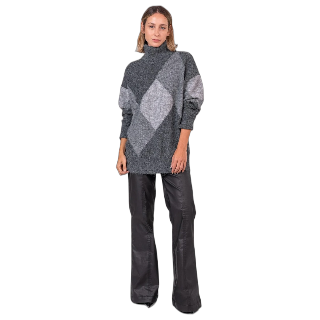 Sweater Melocoton Rombos Tejido Cuello Redondo