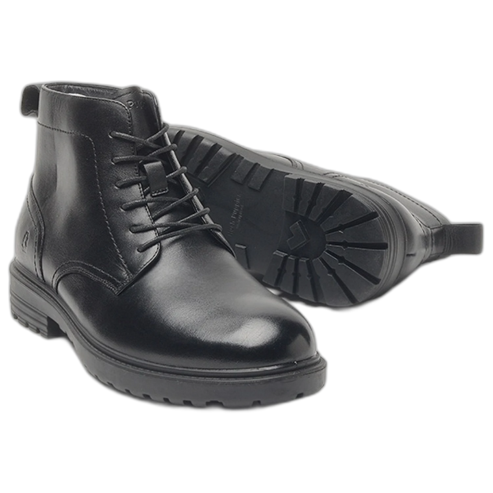 Bota Hush Puppies Brendon Cuero Waterproof Hombre Negra