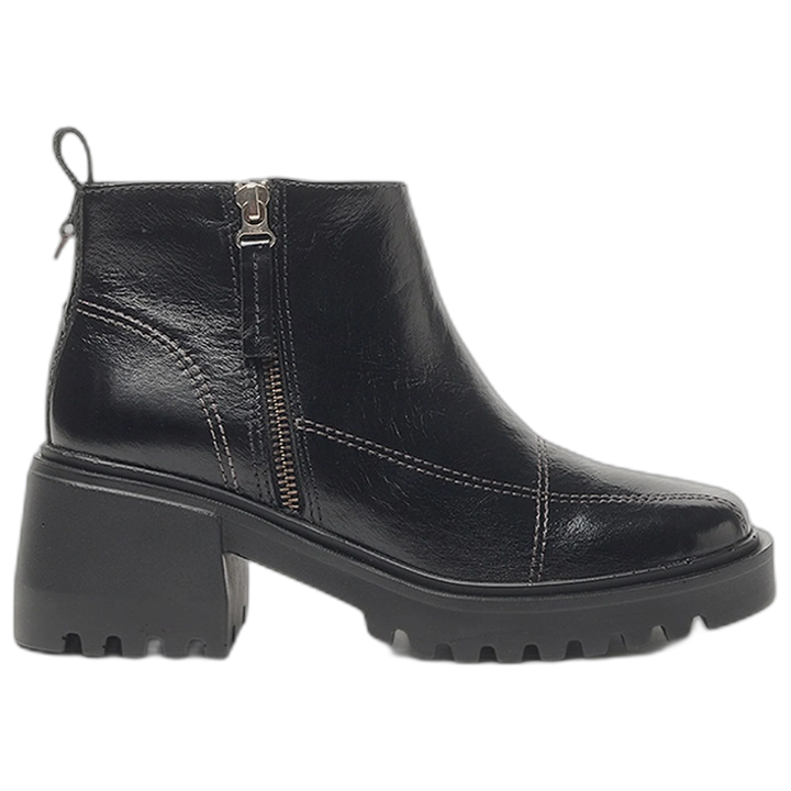 Bota Hush Puppies Charo Cuero Taco 6 cm Negra