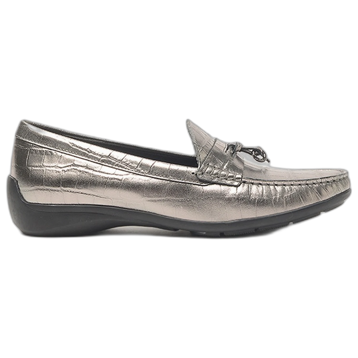 Mocasín  Hush Puppies Ross Cuero Croco Plateado