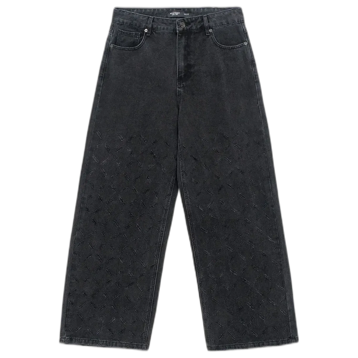 Jean Wide Leg Cross Texture Black 47 Street Mujer
