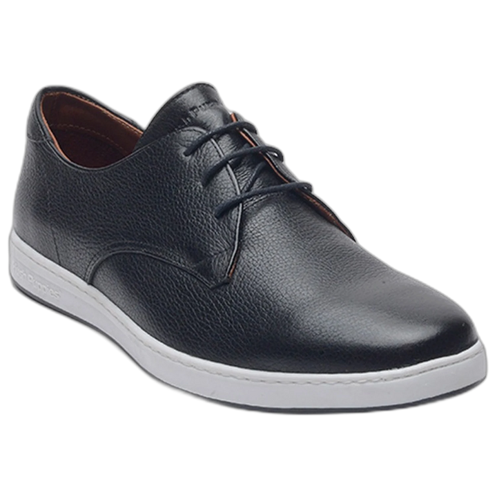 Zapatilla Hush Puppies Mick Cuero Brush Off Acordonada Negra