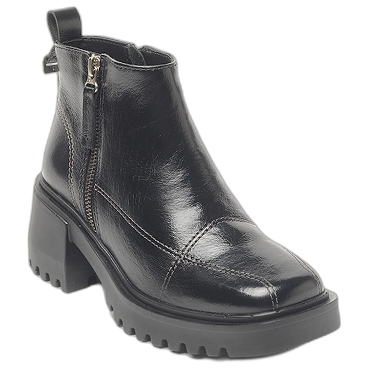 Bota Hush Puppies Charo Cuero Taco 6 cm Negra
