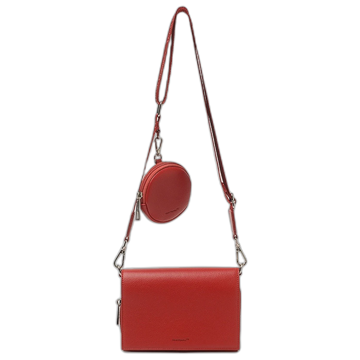 Bandolera Hush Puppies Bada Roja Con Tapa y Monedero Desmontable