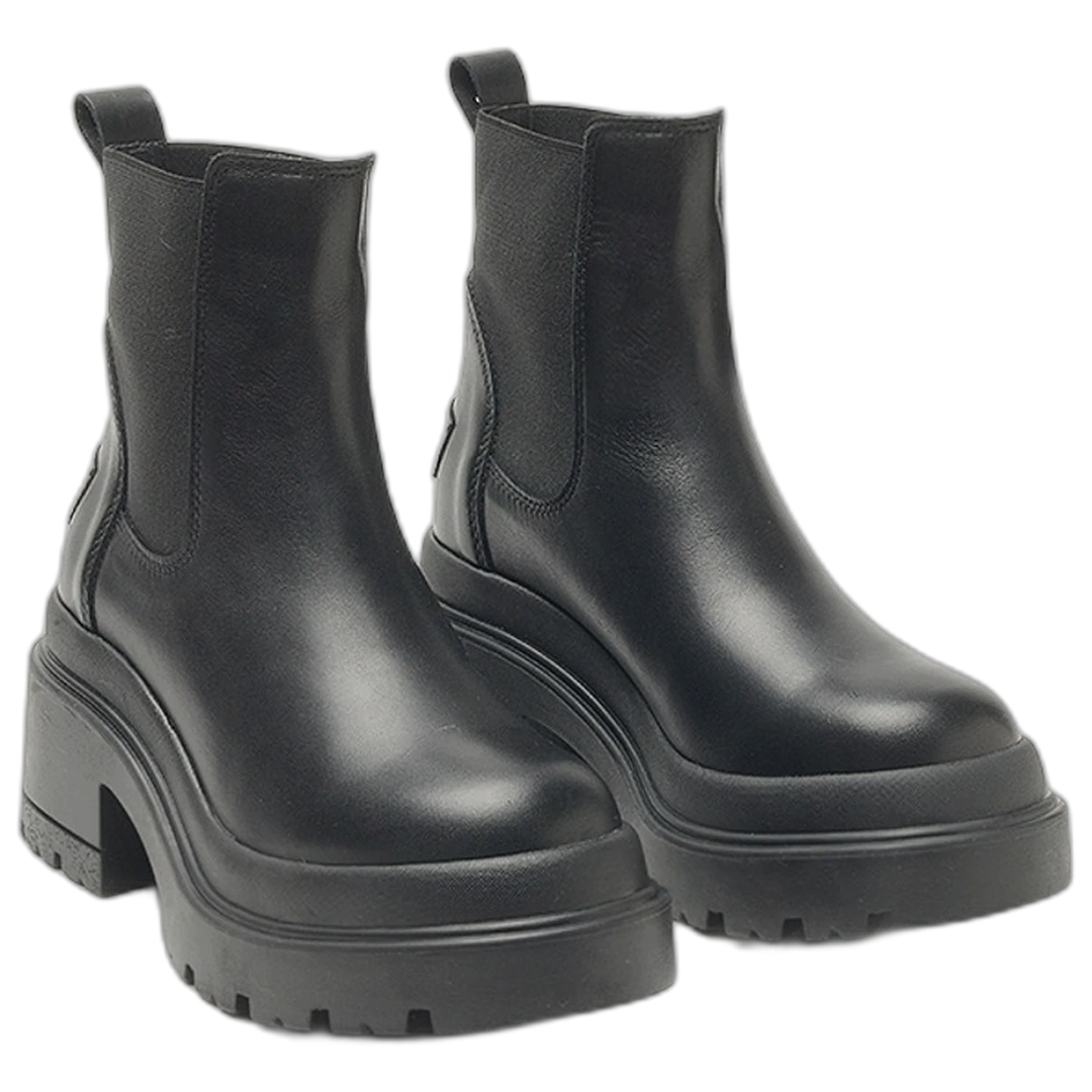 Bota Hush Puppies Piper Bota Cuero Taco 7,5 cm Negra