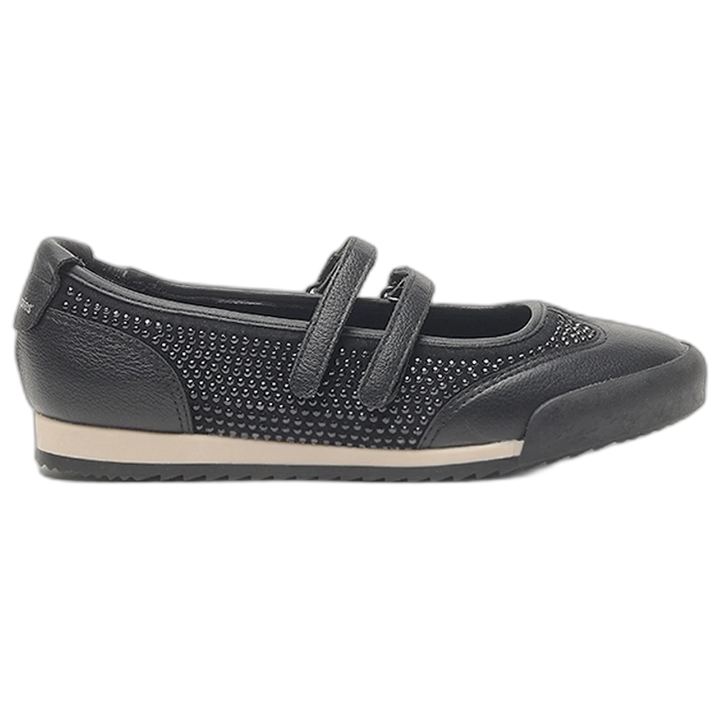 Balerina Hush Puppies Hally Cuero Velcro Negra