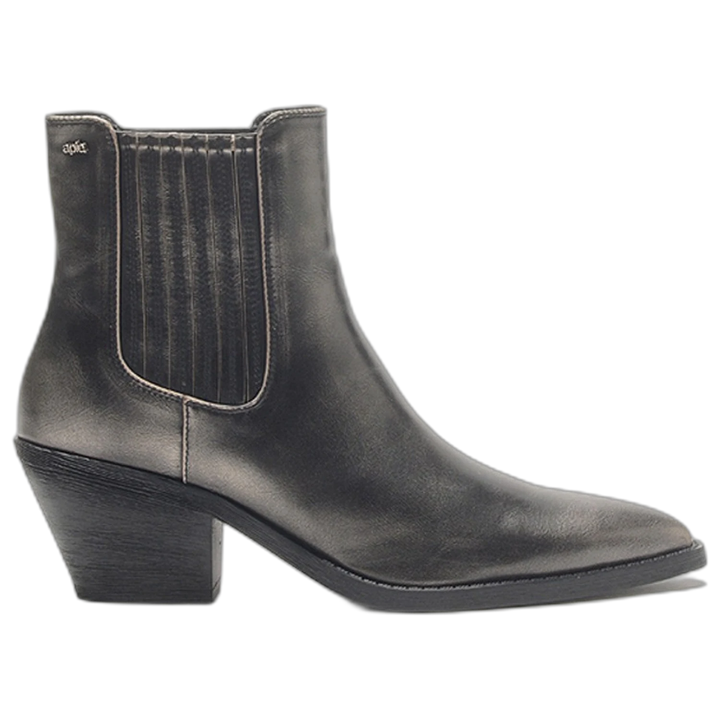 Bota A Pie Jersey Texana Cuero Ecológico Taco Medio Negra