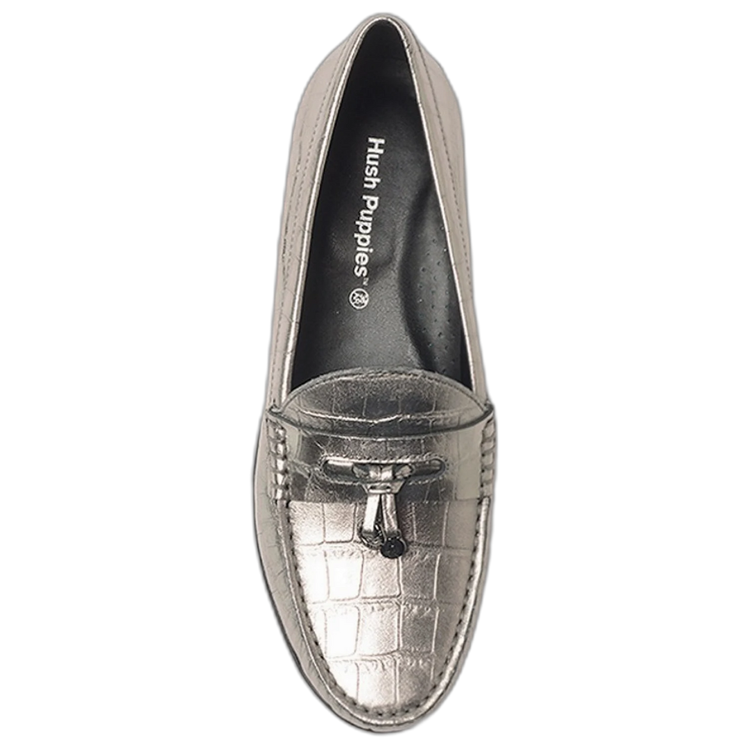 Mocasín  Hush Puppies Ross Cuero Croco Plateado