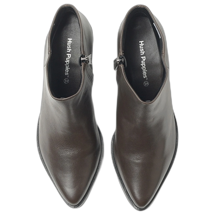 Bota Hush Puppies Sparta Cuero Caña Corta Con Cierre Marrón