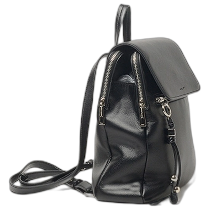 Mochila Hush Puppies Karl Negra Cuero Ecológico Con Tapa