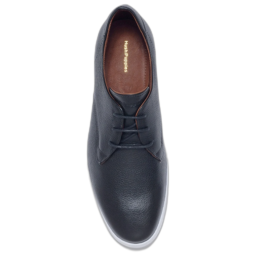 Zapatilla Hush Puppies Mick Cuero Brush Off Acordonada Negra
