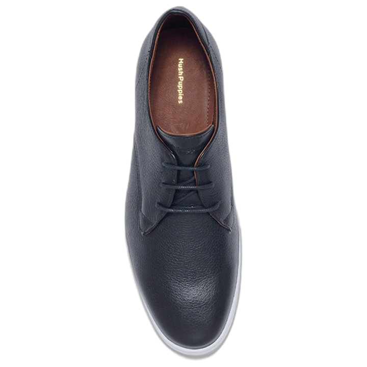 Zapatilla Hush Puppies Mick Cuero Brush Off Acordonada Negra