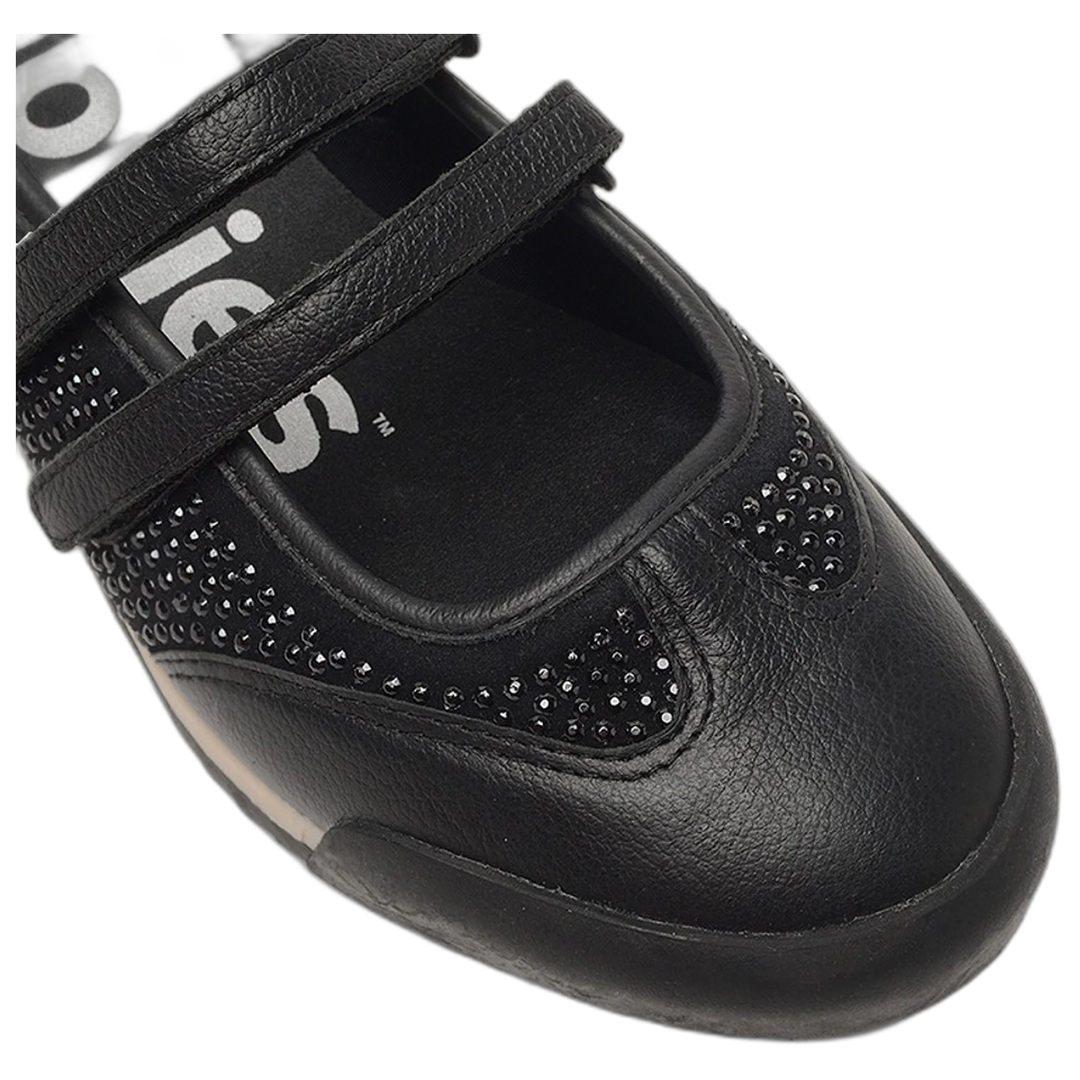 Balerina Hush Puppies Hally Cuero Velcro Negra