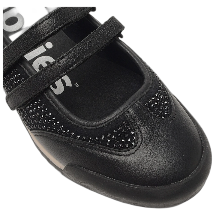 Balerina Hush Puppies Hally Cuero Velcro Negra