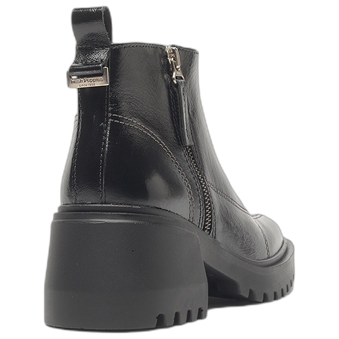 Bota Hush Puppies Charo Cuero Taco 6 cm Negra