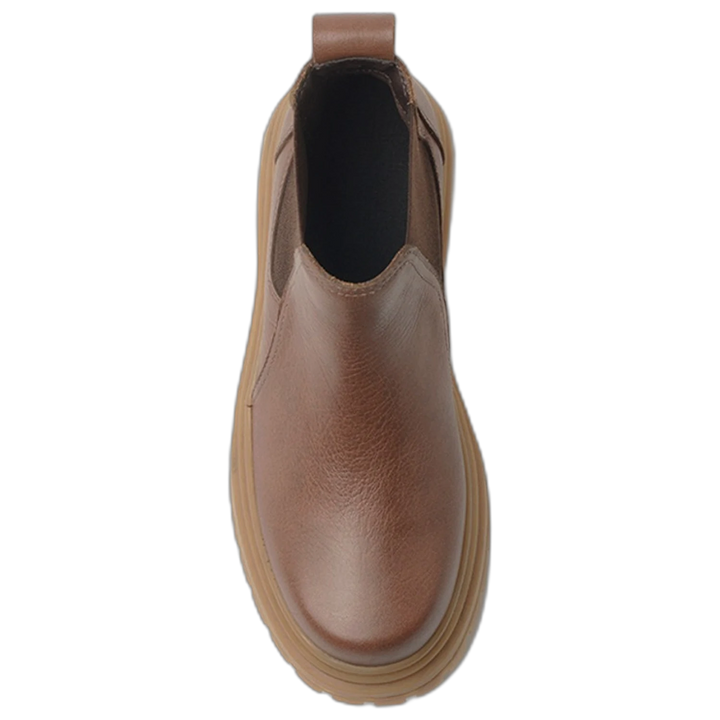 Botas Hush Puppies Dorah Marron Cuero Con Elásticos Laterales