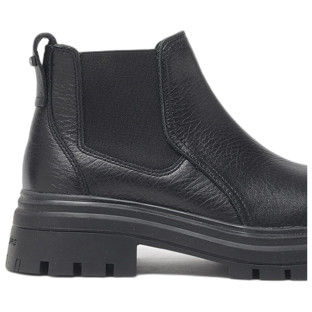 Botas Hush Puppies Dorah Negro Cuero Con Elásticos Laterales